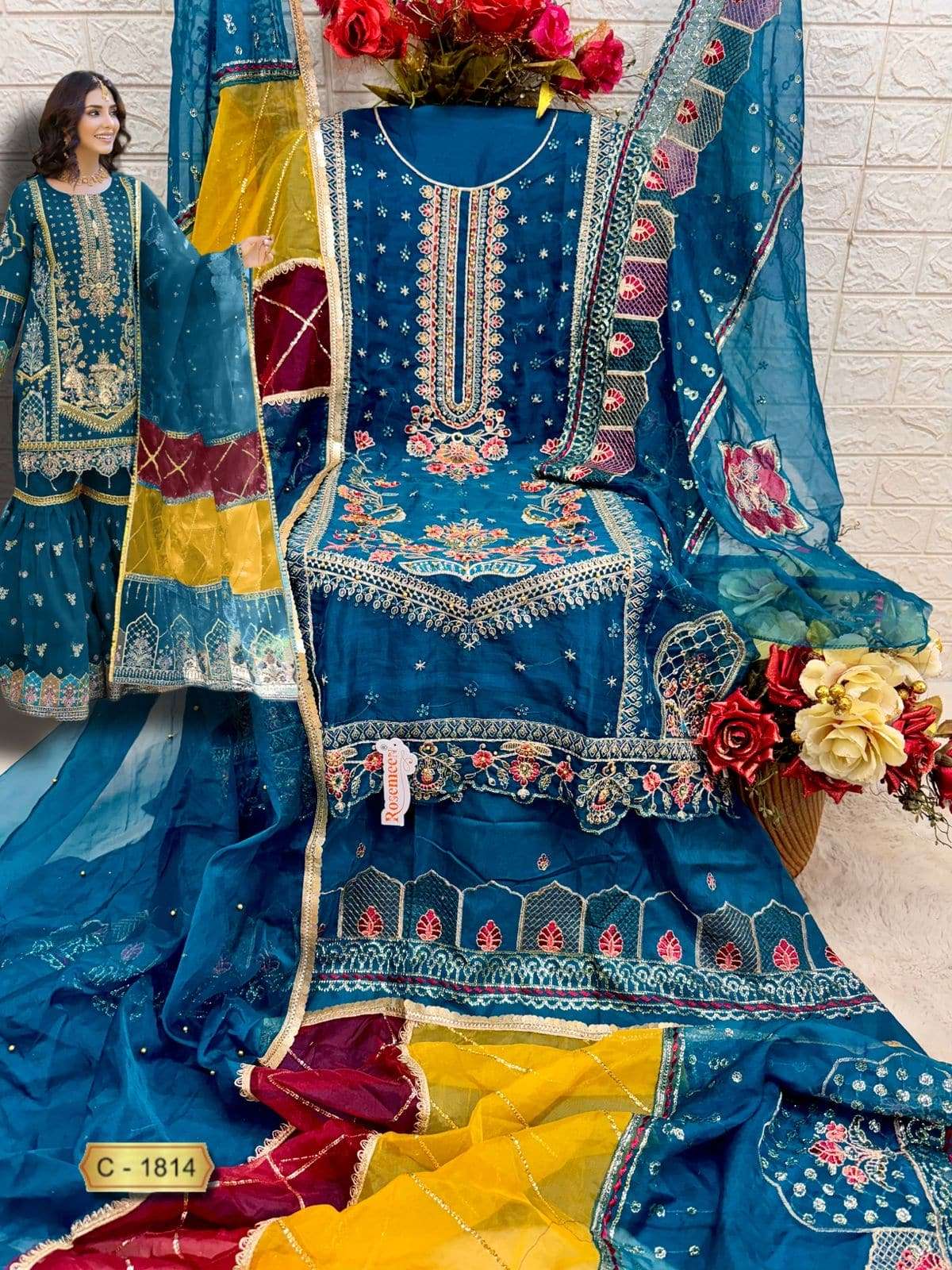FEPIC Rosemeen 1814 Organza Pakistani Suit - Amrah Wholesale