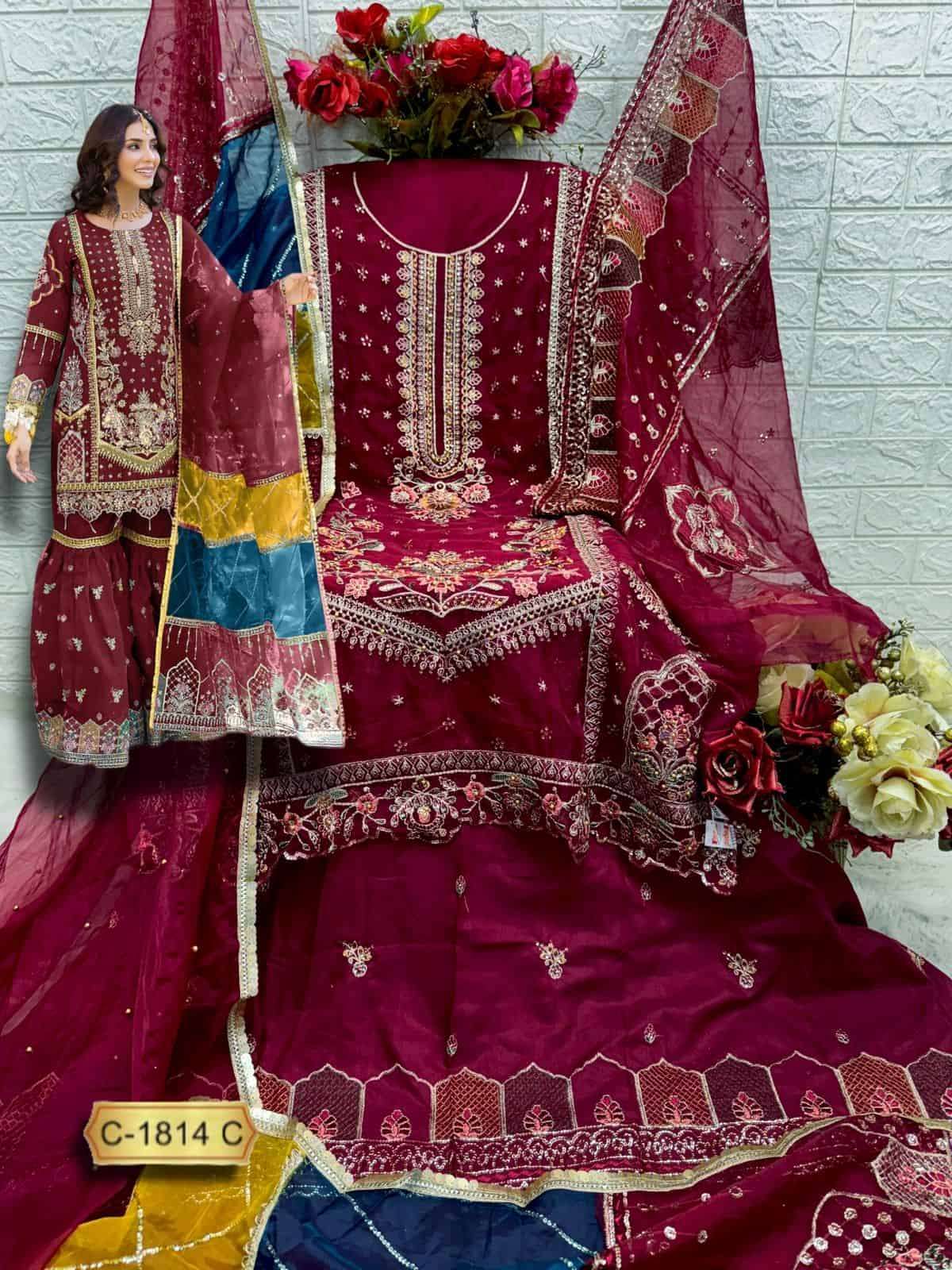 FEPIC Rosemeen 1814 Organza Pakistani Suit - Amrah Wholesale