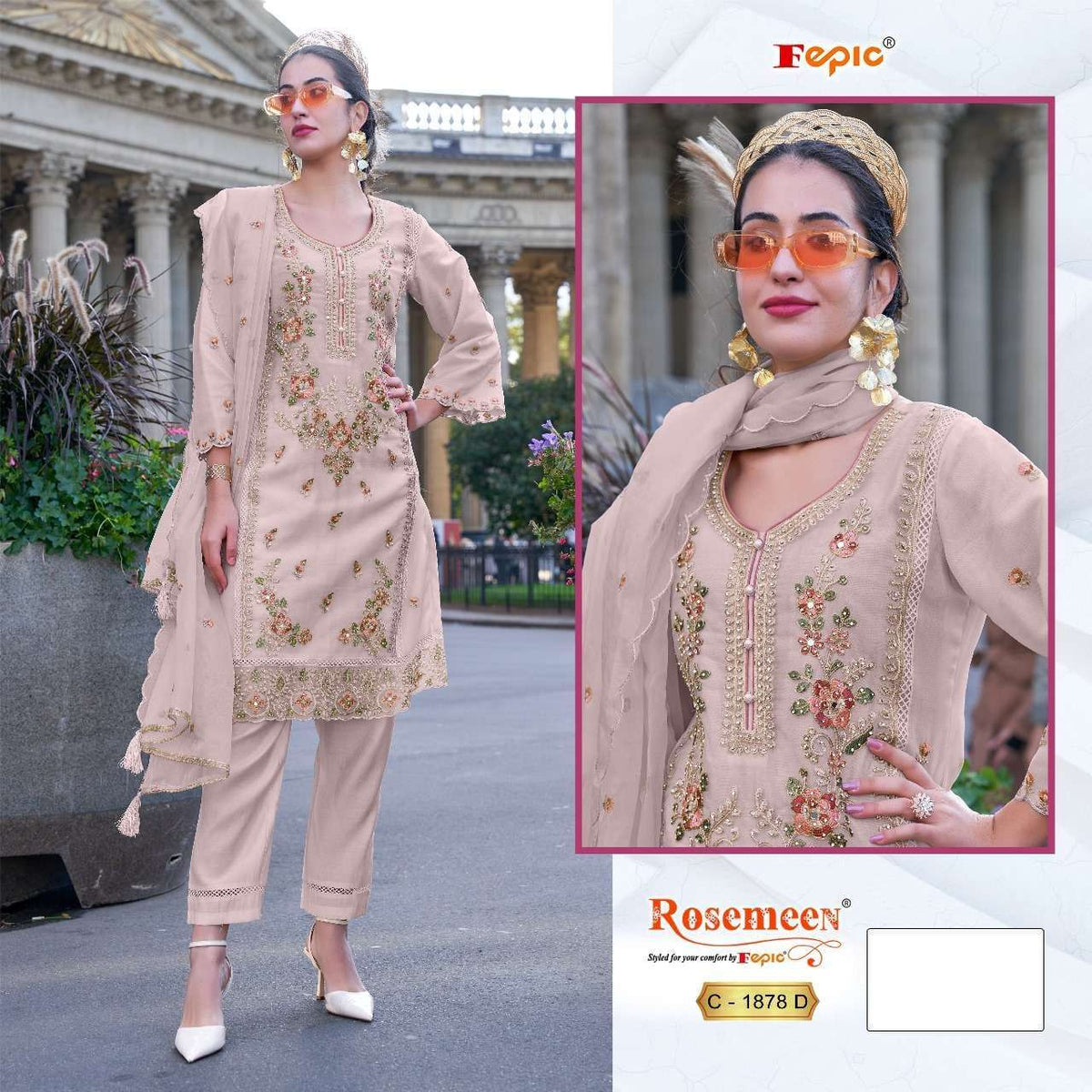 Fepic Rosemeen C-1878 Organza Embroidery Pakistani Suit - Amrah Wholesale