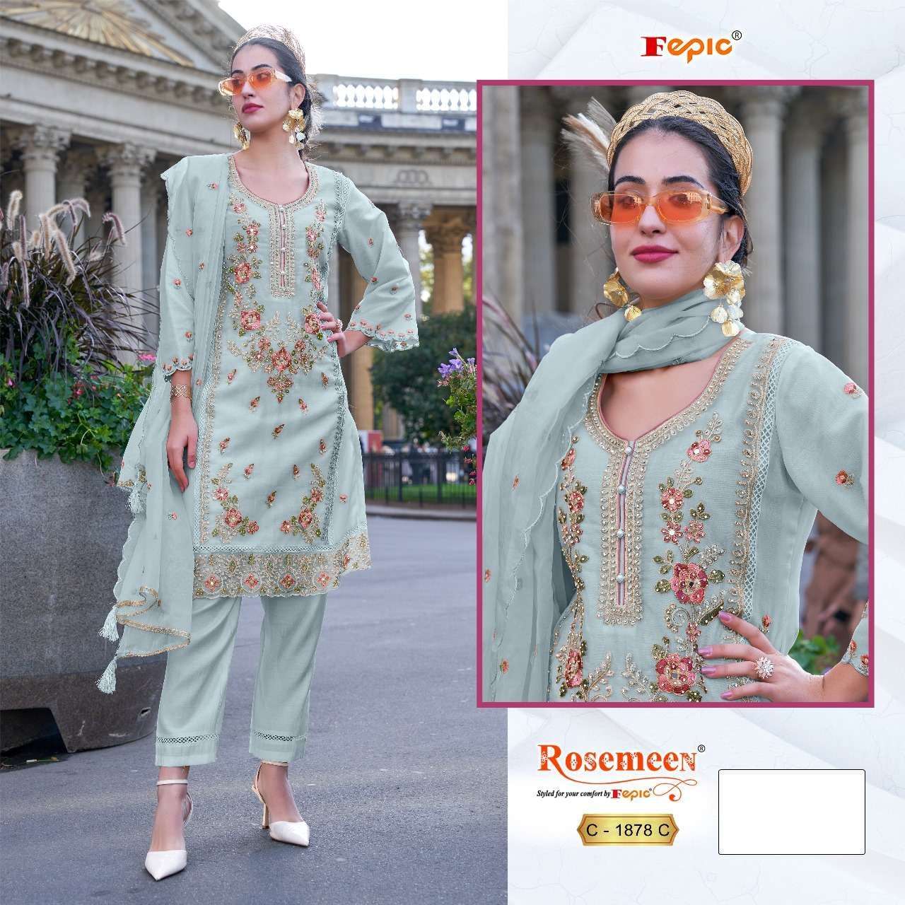 Fepic Rosemeen C-1878 Organza Embroidery Pakistani Suit