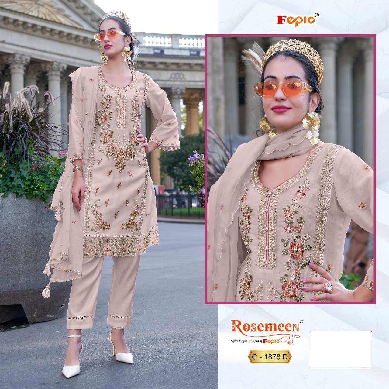 Fepic Rosemeen C-1878 Organza Embroidery Pakistani Suit