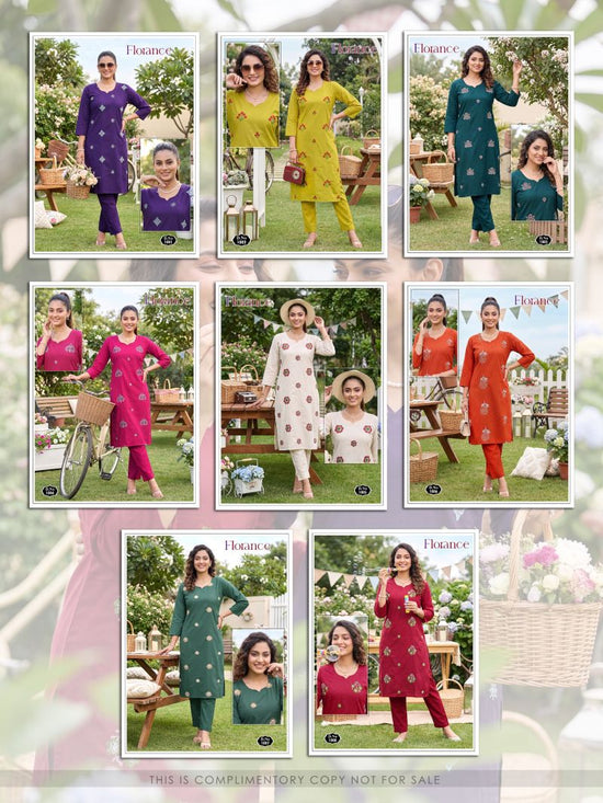 Florance Vol 1 Dhabu Cotton Embroidered Kurti Pant Set