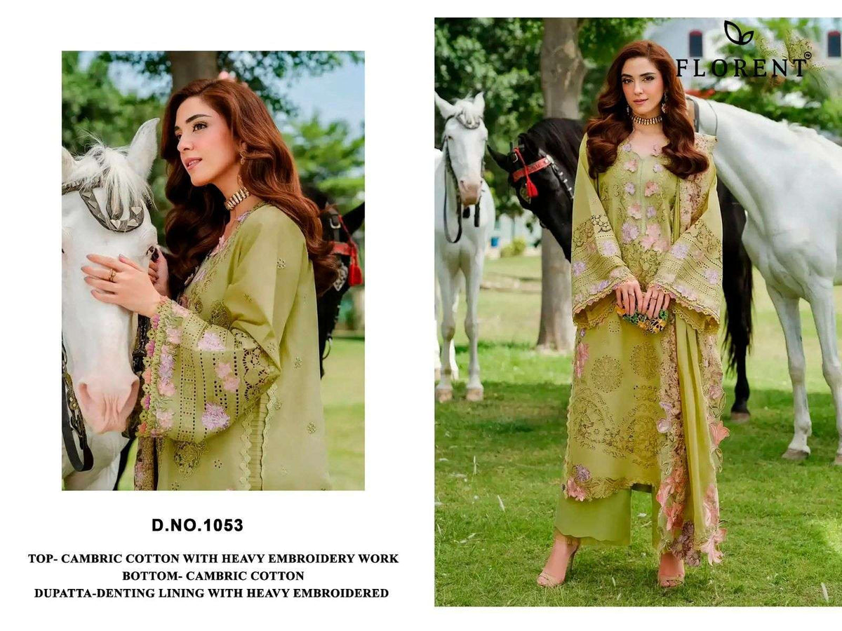 FLORENT 1053 Cambric Cotton Embroidery Pakistani Suit - Amrah Wholesale
