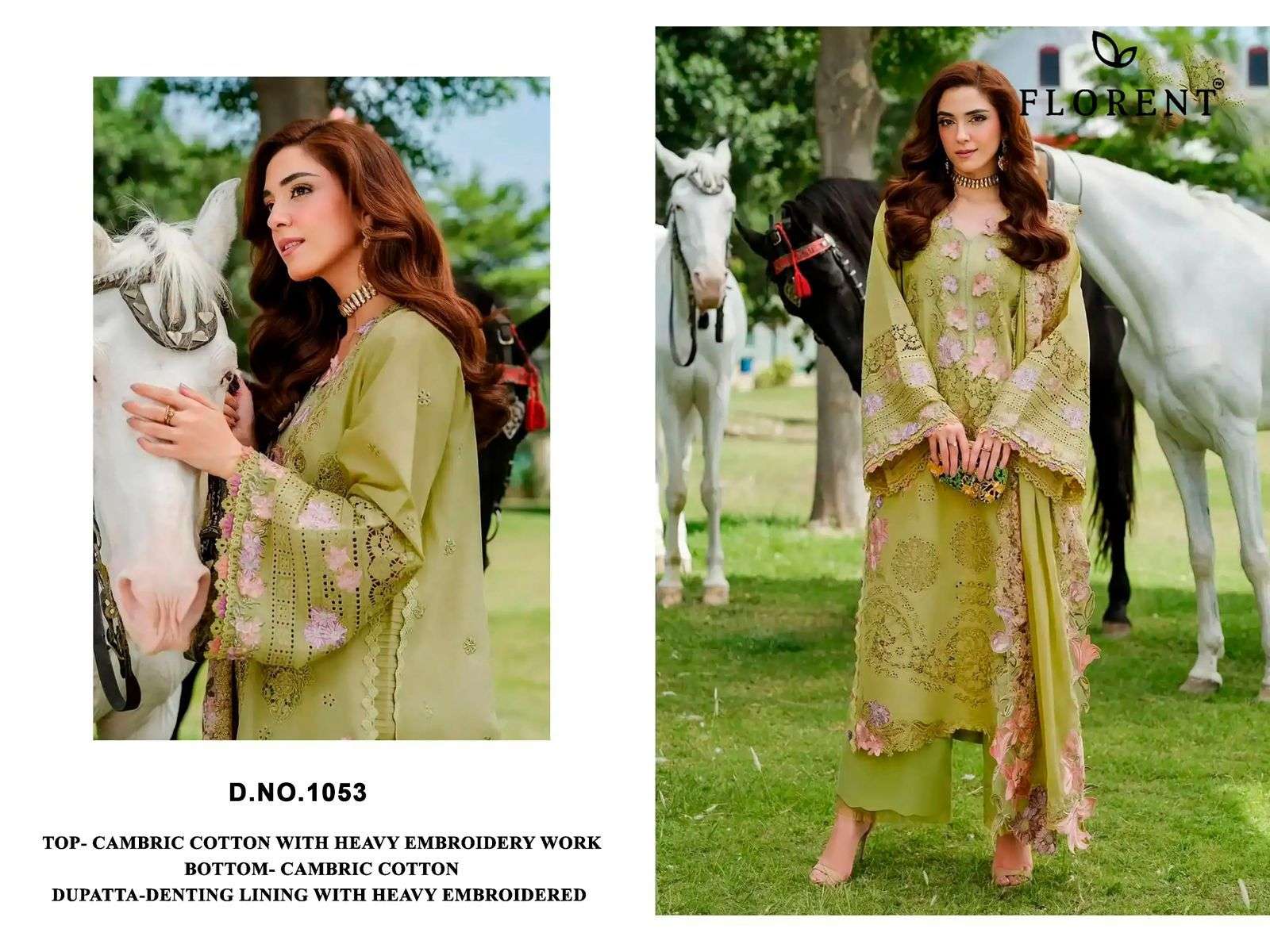 FLORENT 1053 Cambric Cotton Embroidery Pakistani Suit