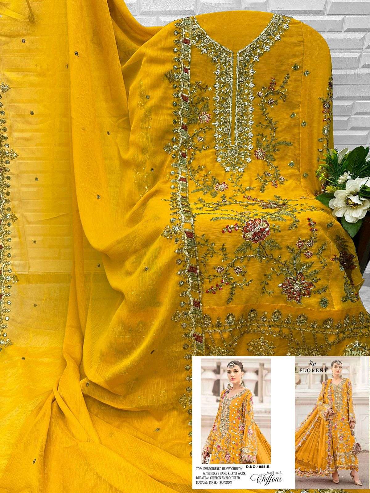 FLORENT 1055 A TO H Series Chiffon Embroidered Pakistani Dress Set Wholesale Surat