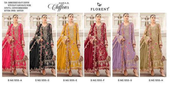 FLORENT 1055 A TO H Series Chiffon Embroidered Pakistani Dress Set Wholesale Surat