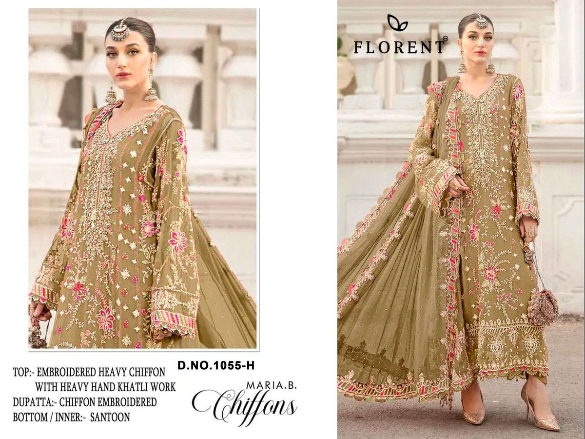 FLORENT 1055 A TO H Series Chiffon Embroidered Pakistani Dress Set Wholesale Surat