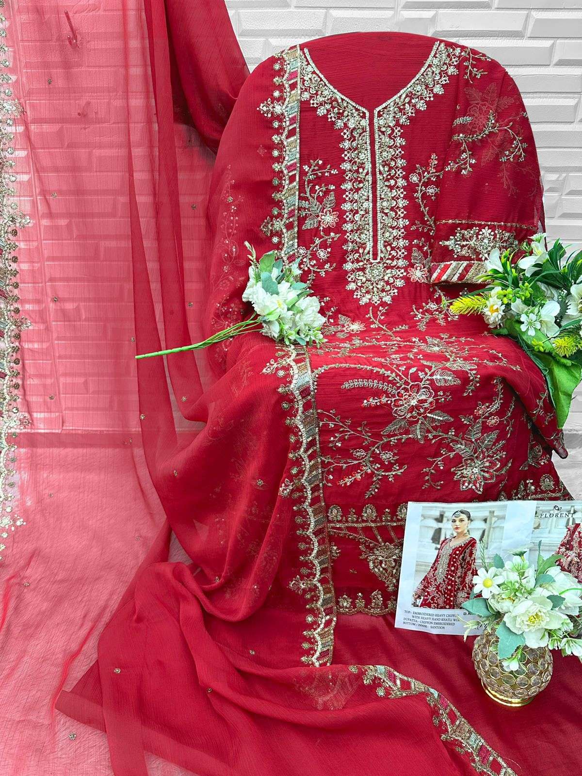 FLORENT 1055 A TO H Series Chiffon Embroidered Pakistani Dress Set Wholesale Surat