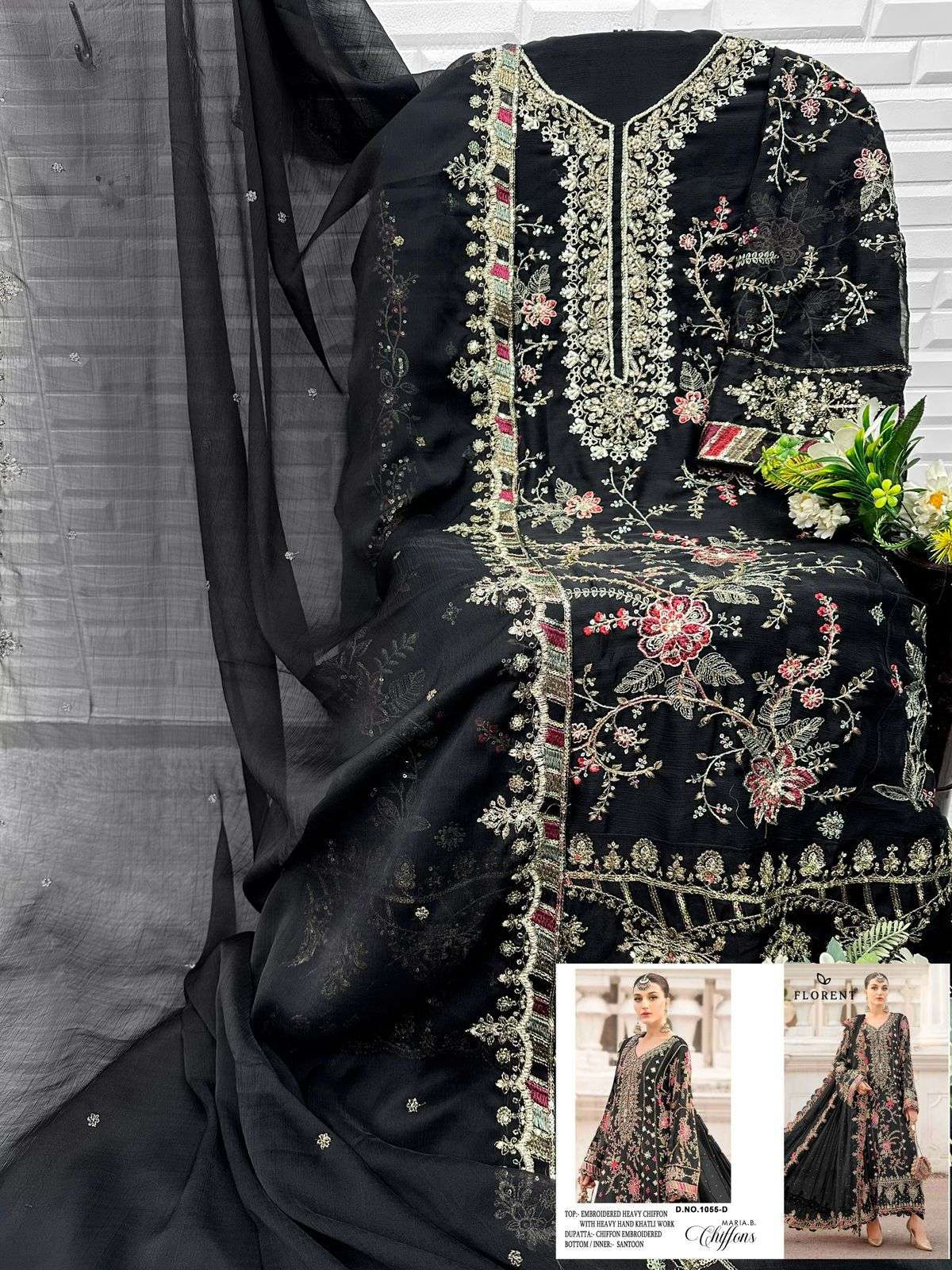FLORENT 1055 A TO H Series Chiffon Embroidered Pakistani Dress Set Wholesale Surat