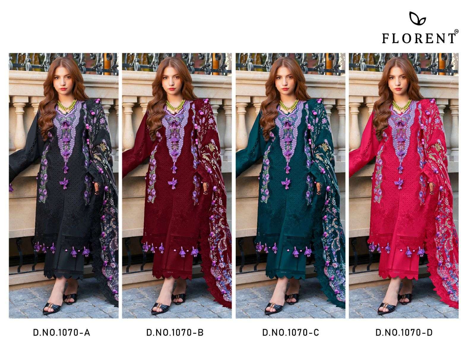Florent 1070 Cotton Embroidery Unstitched Pakistani Suit