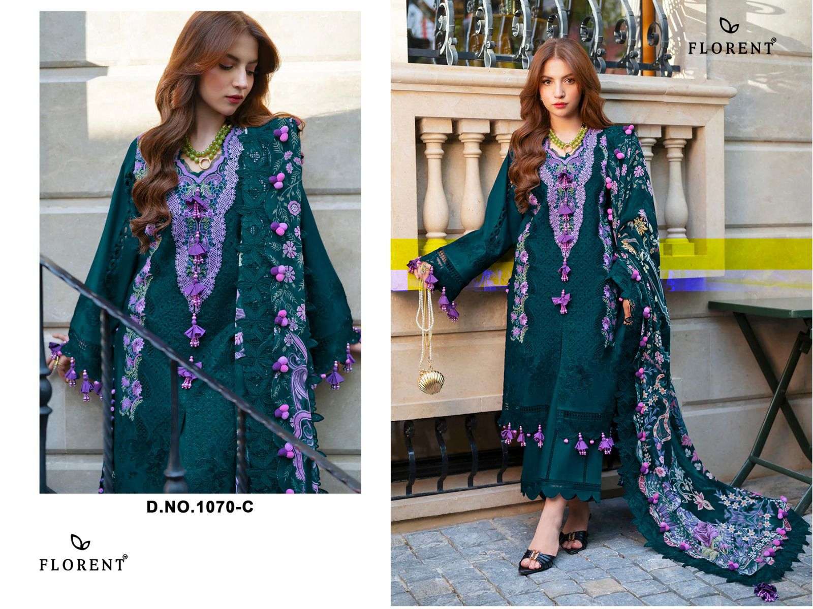 Florent 1070 Cotton Embroidery Unstitched Pakistani Suit