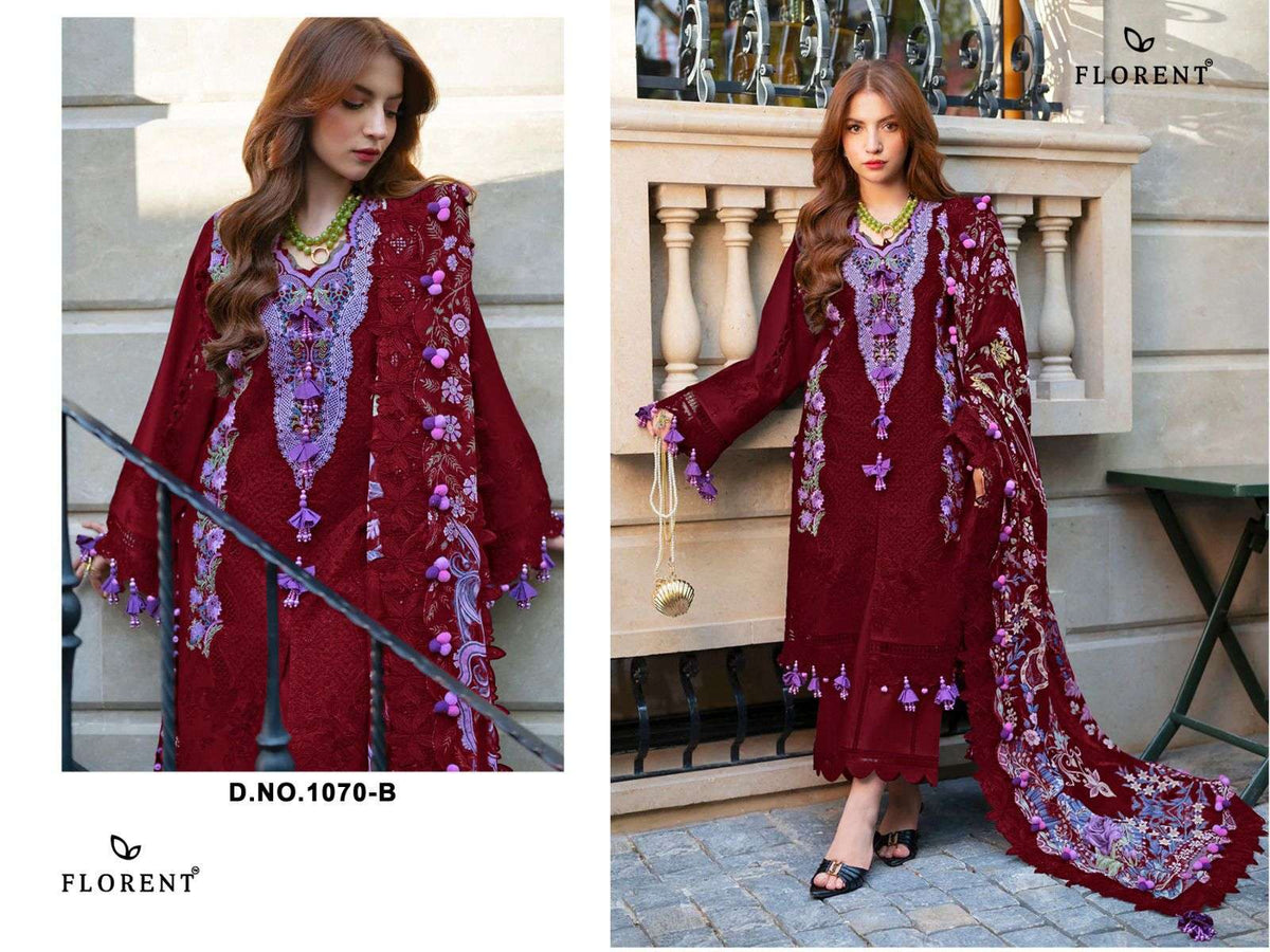 Florent 1070 Cotton Embroidery Unstitched Pakistani Suit