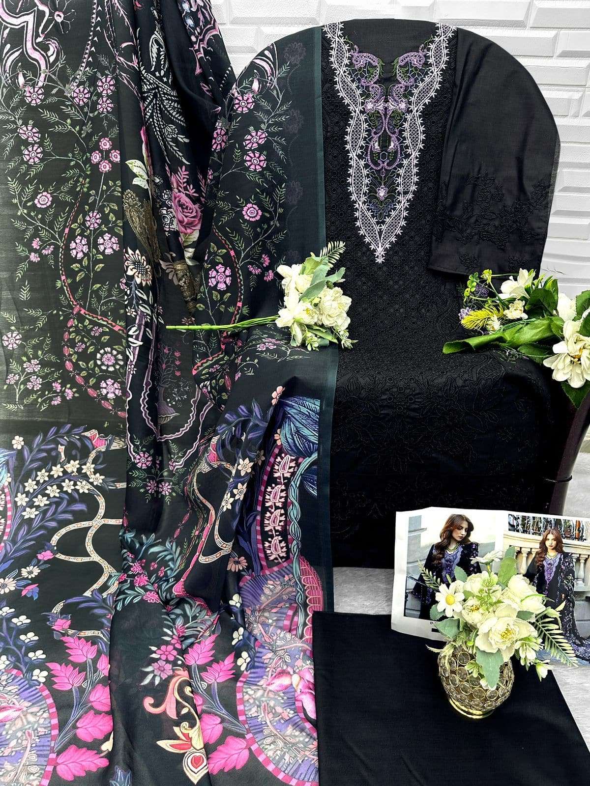 Florent 1070 Cotton Embroidery Unstitched Pakistani Suit