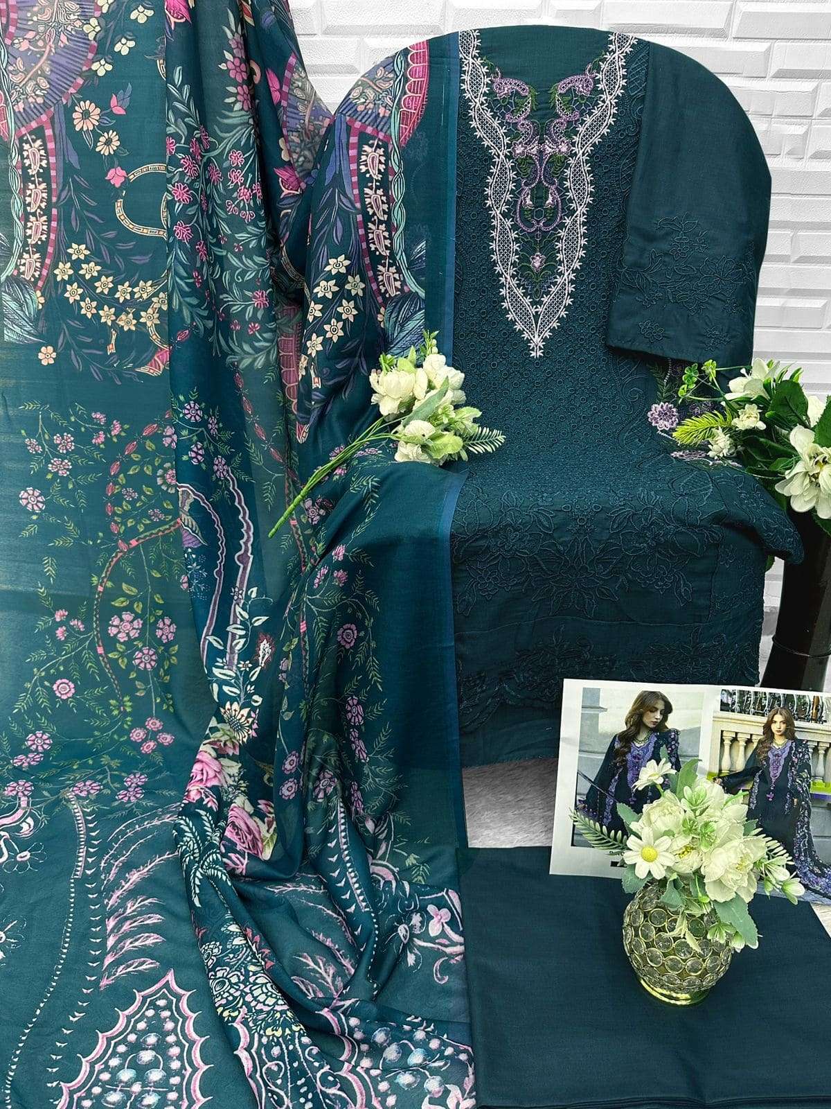 Florent 1070 Cotton Embroidery Unstitched Pakistani Suit