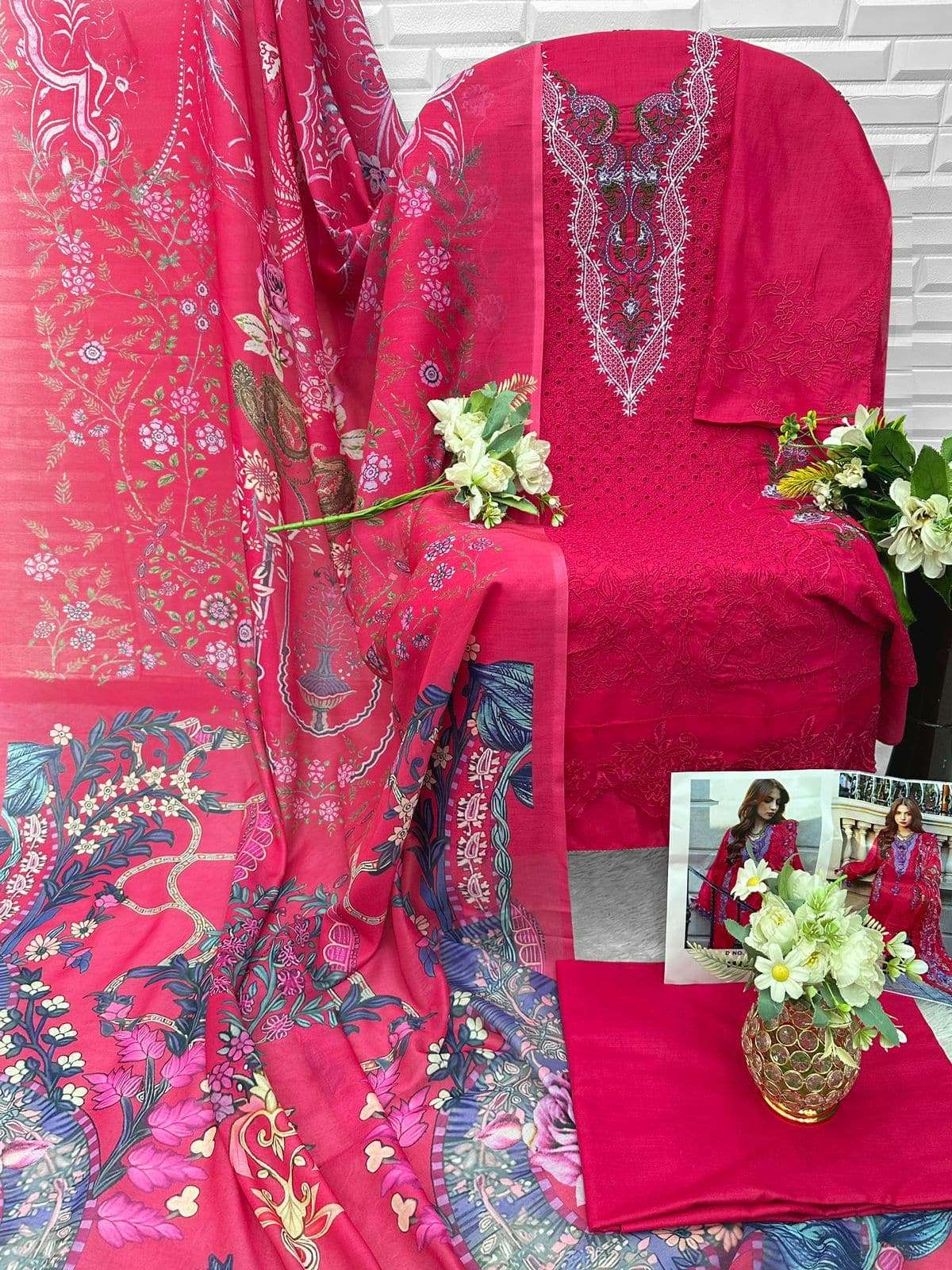 Florent 1070 Cotton Embroidery Unstitched Pakistani Suit