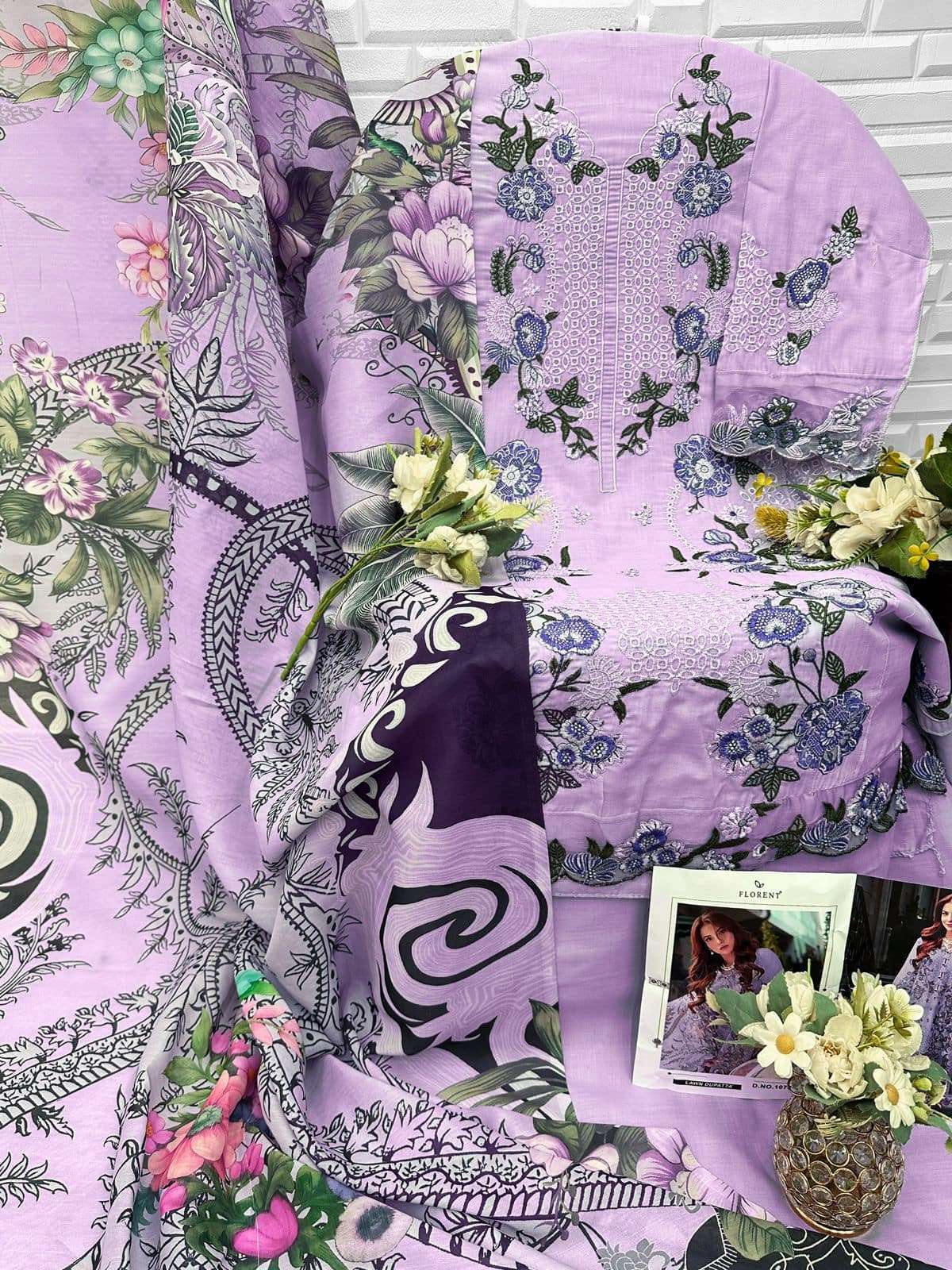 FLORENT 1072 Cambric Cotton Pakistani Suit Set - Amrah Wholesale