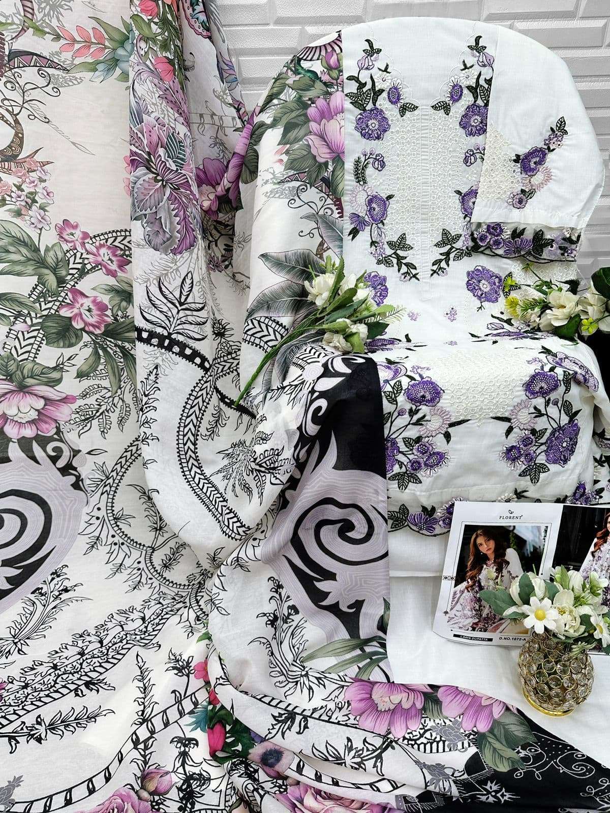 FLORENT 1072 Cambric Cotton Pakistani Suit Set - Amrah Wholesale