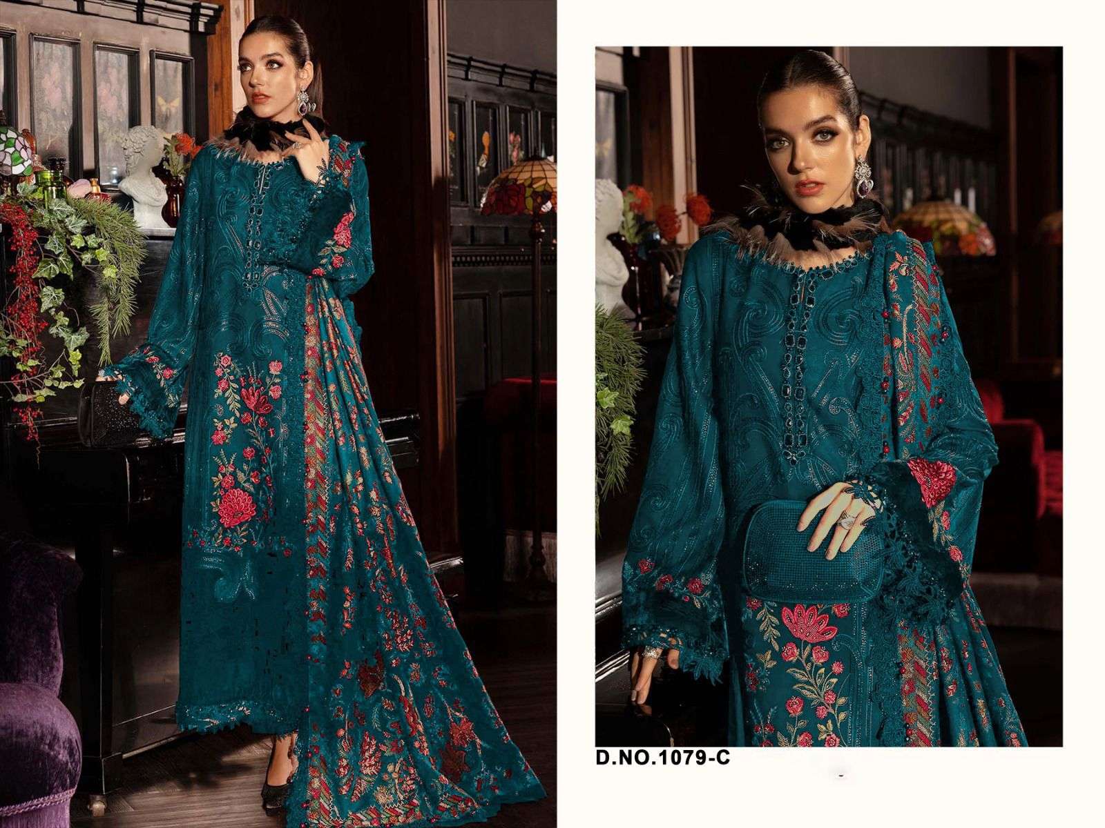 Florent 1079 Cambric Cotton Embroidered Pakistani Suit