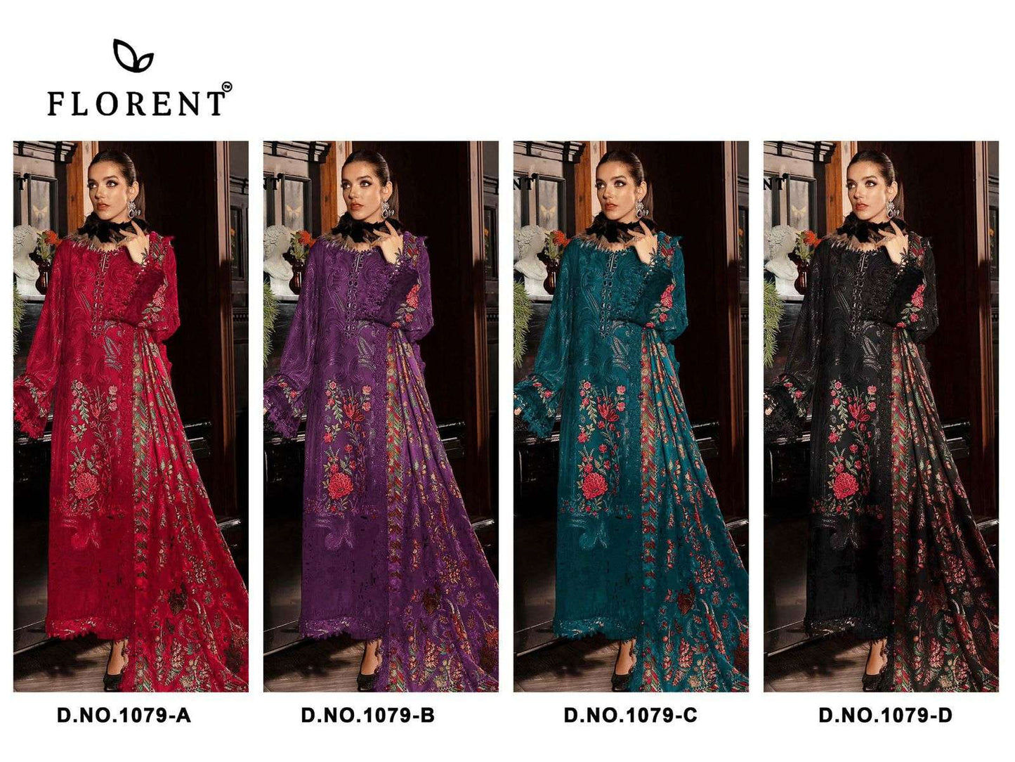 Florent 1079 Cambric Cotton Embroidered Pakistani Suit