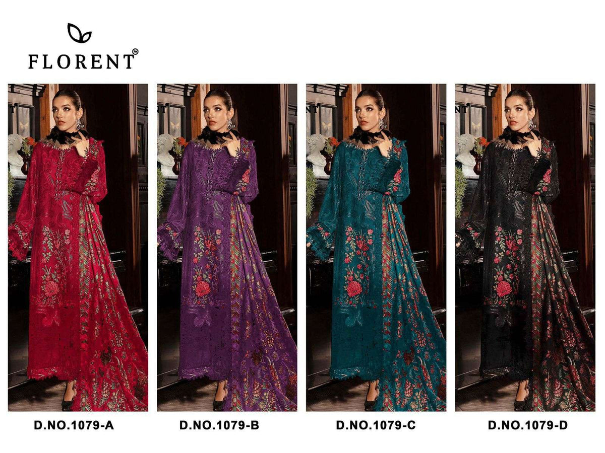 Florent 1079 Cambric Cotton Embroidered Pakistani Suit