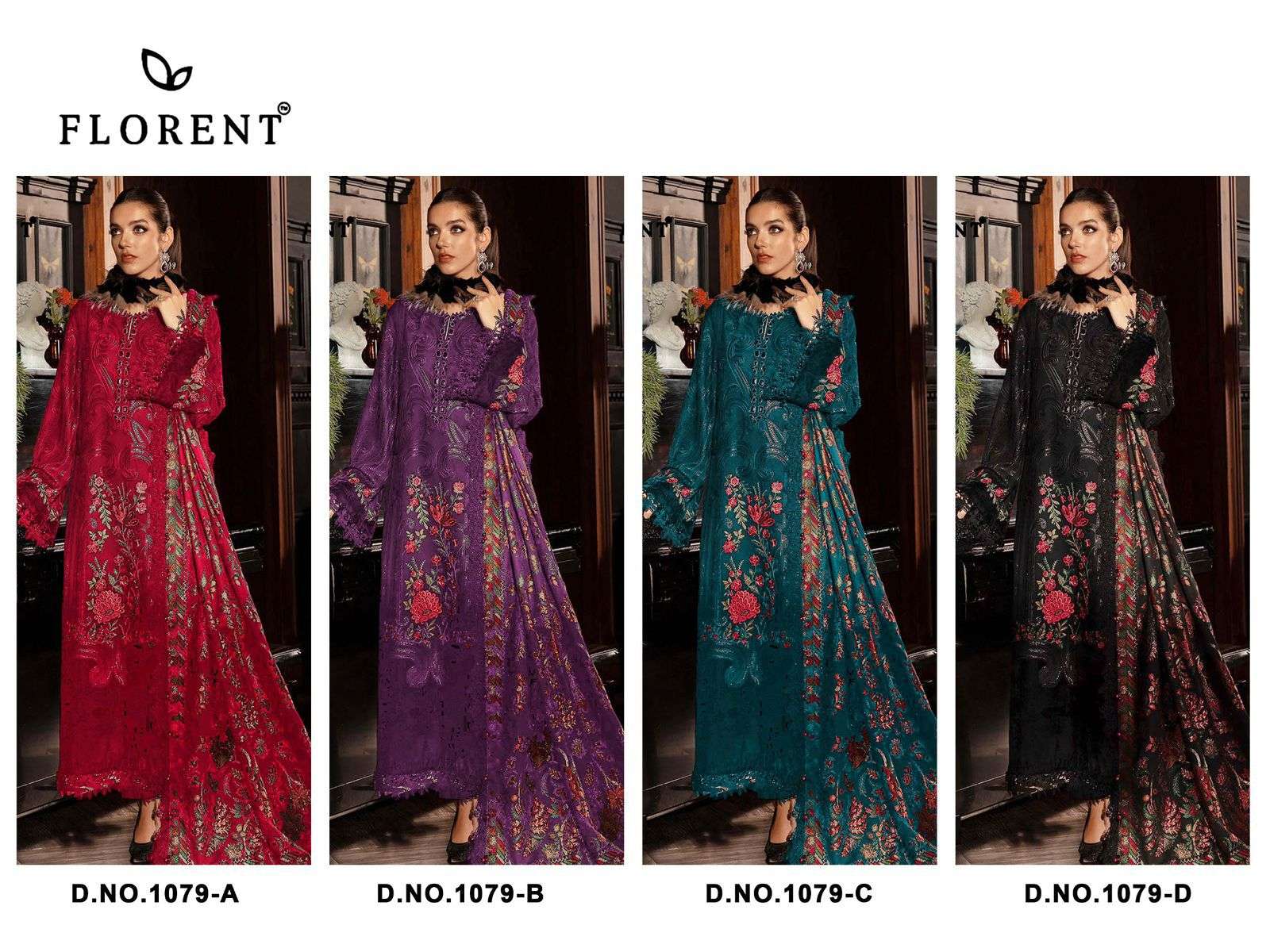 Florent 1079 Cambric Cotton Embroidered Pakistani Suit