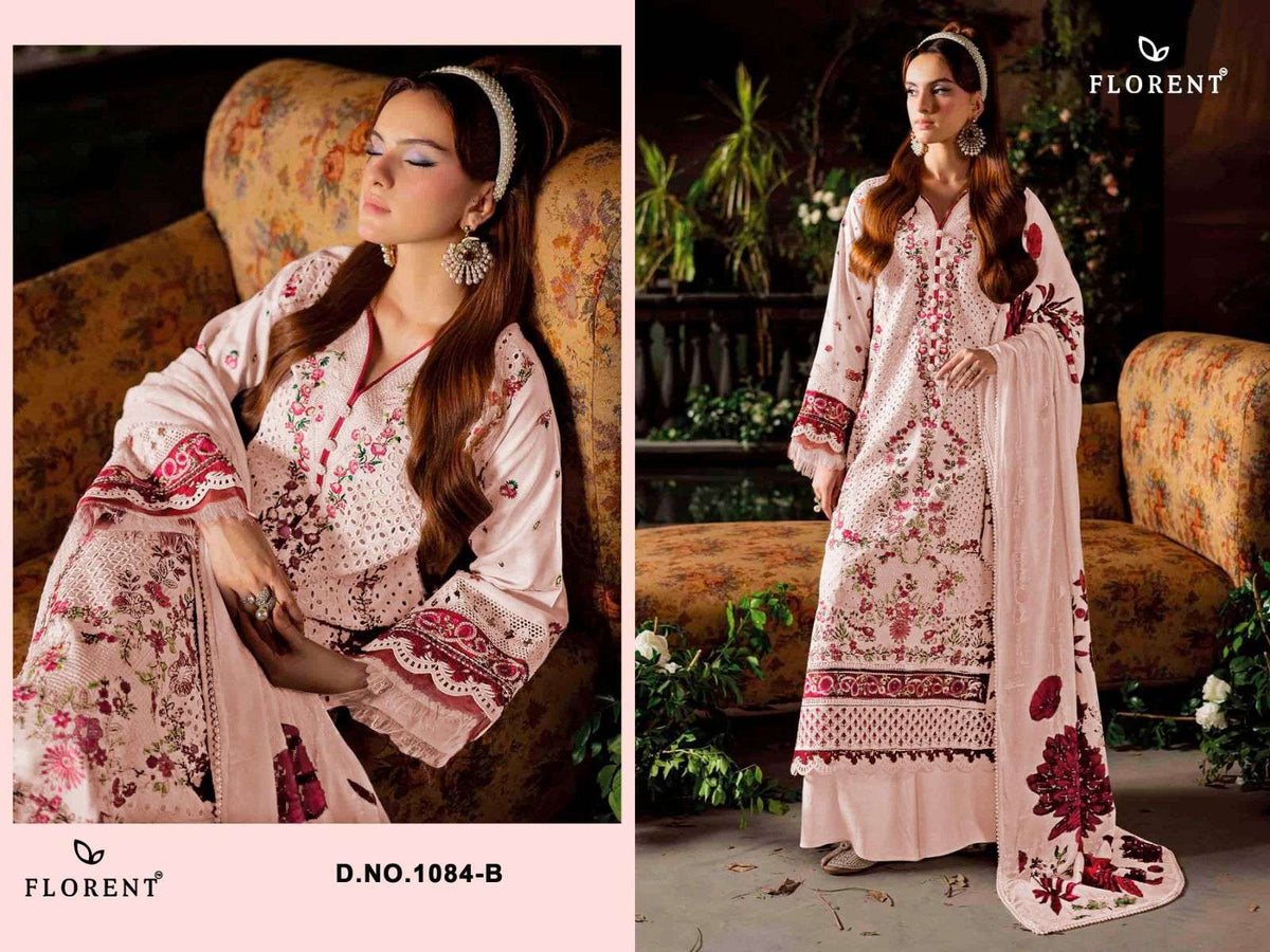 Florent 1084 Cambric Cotton Embroidery Dress Material - Amrah Wholesale