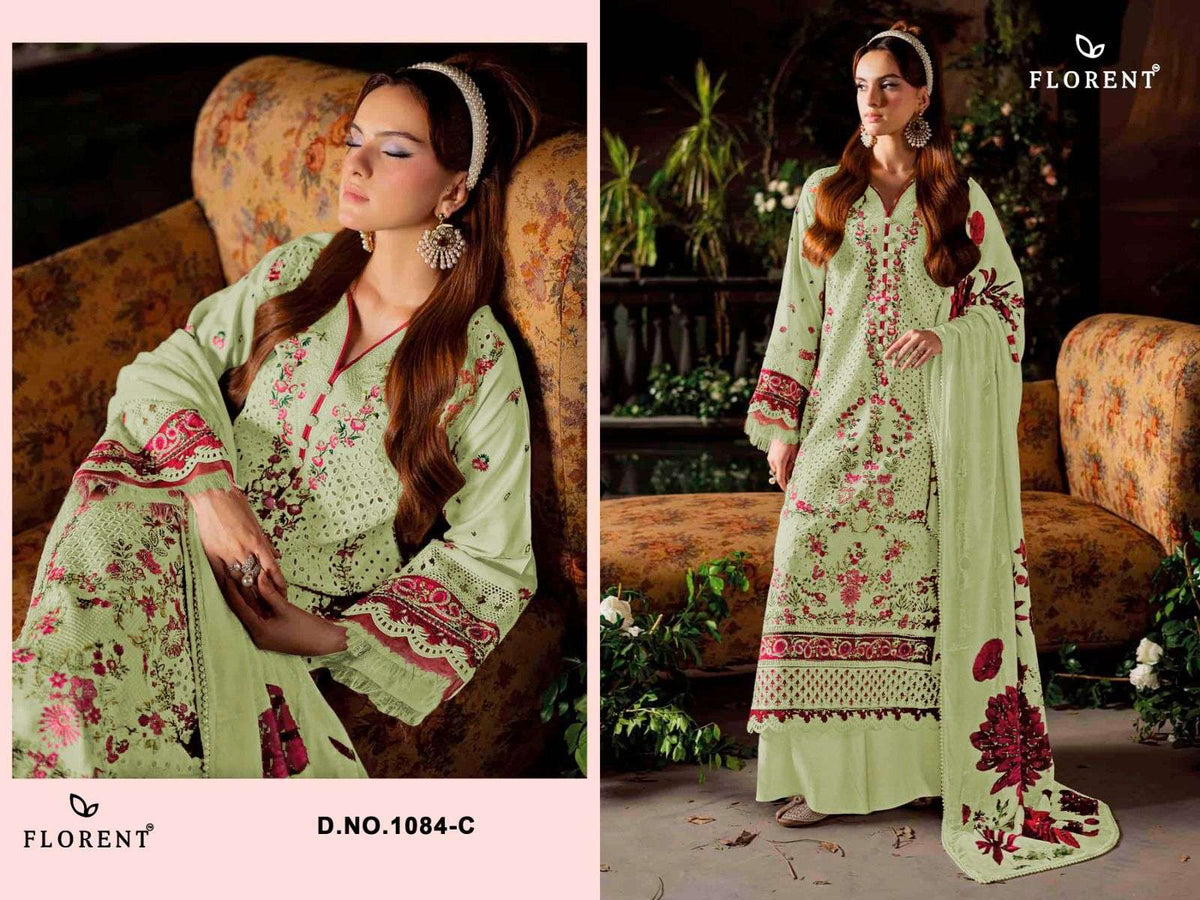 Florent 1084 Cambric Cotton Embroidery Dress Material - Amrah Wholesale