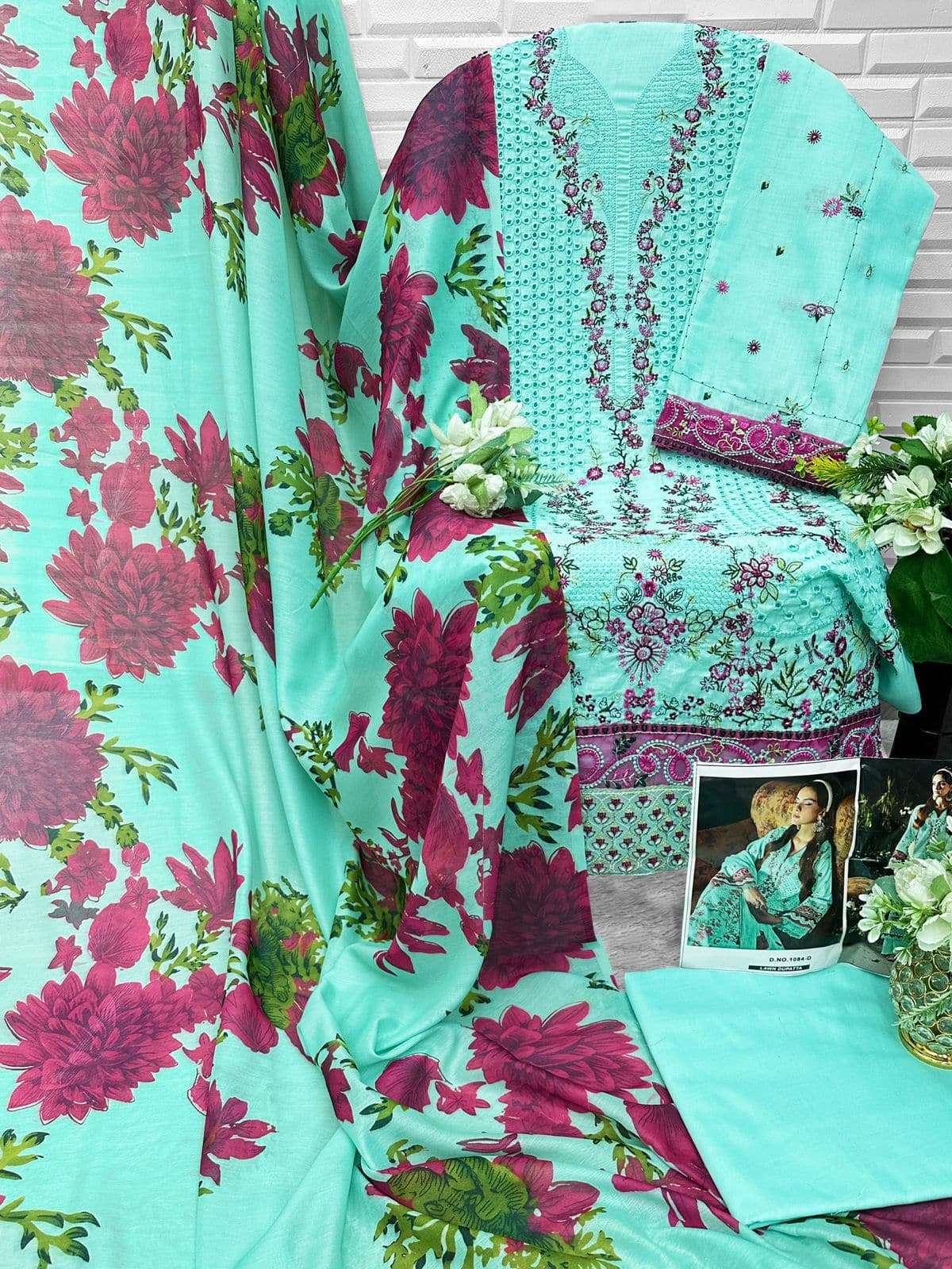 Florent 1084 Cambric Cotton Embroidery Dress Material - Amrah Wholesale