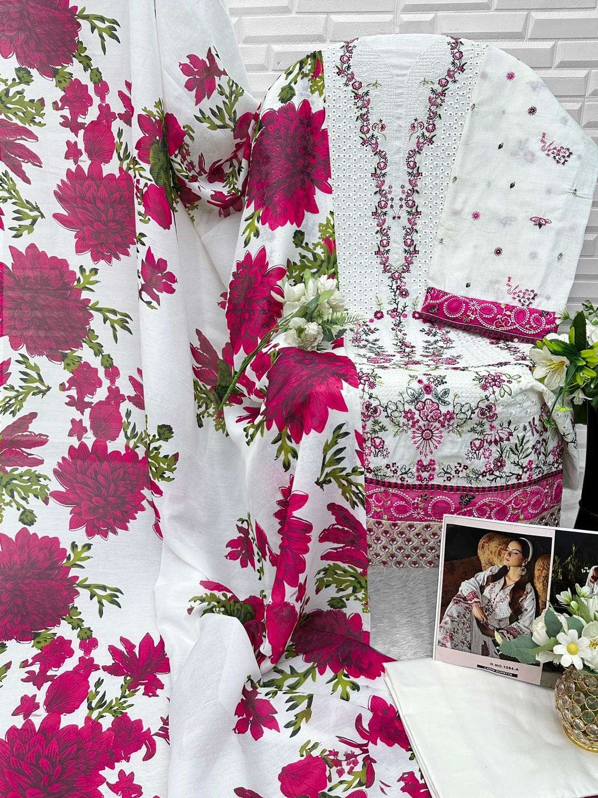 Florent 1084 Cambric Cotton Embroidery Dress Material - Amrah Wholesale