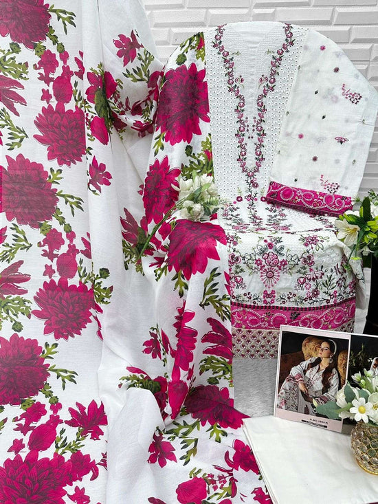 Florent 1084 Cambric Cotton Embroidery Dress Material - Amrah Wholesale