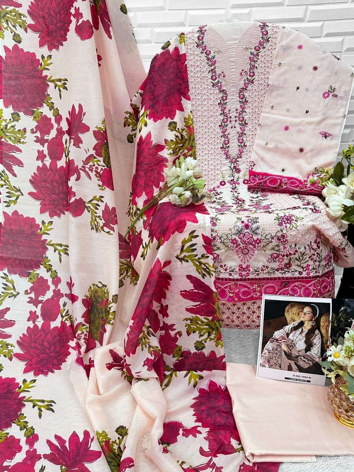 Florent 1084 Cambric Cotton Embroidery Dress Material - Amrah Wholesale