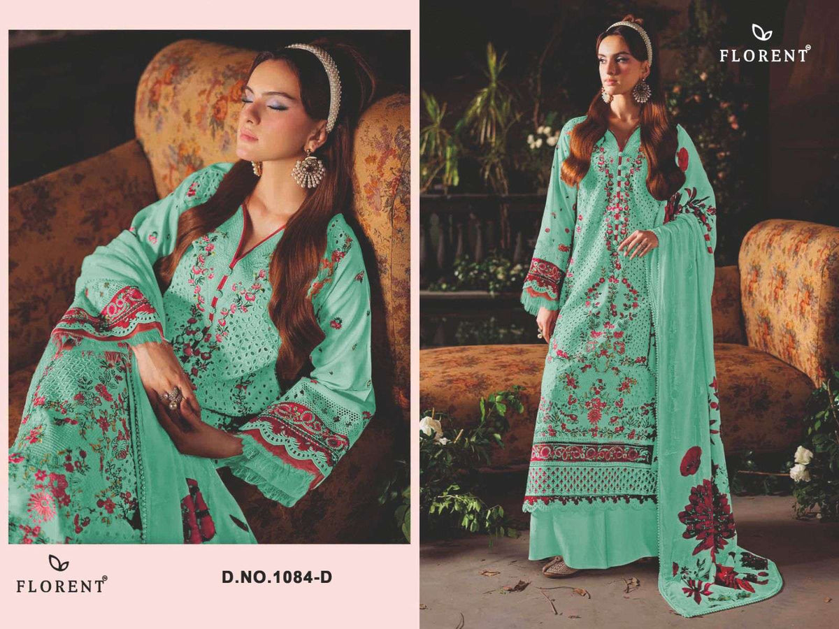 Florent 1084 Cambric Cotton Embroidery Dress Material - Amrah Wholesale