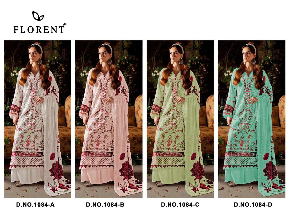 Florent 1084 Cambric Cotton Embroidery Dress Material - Amrah Wholesale