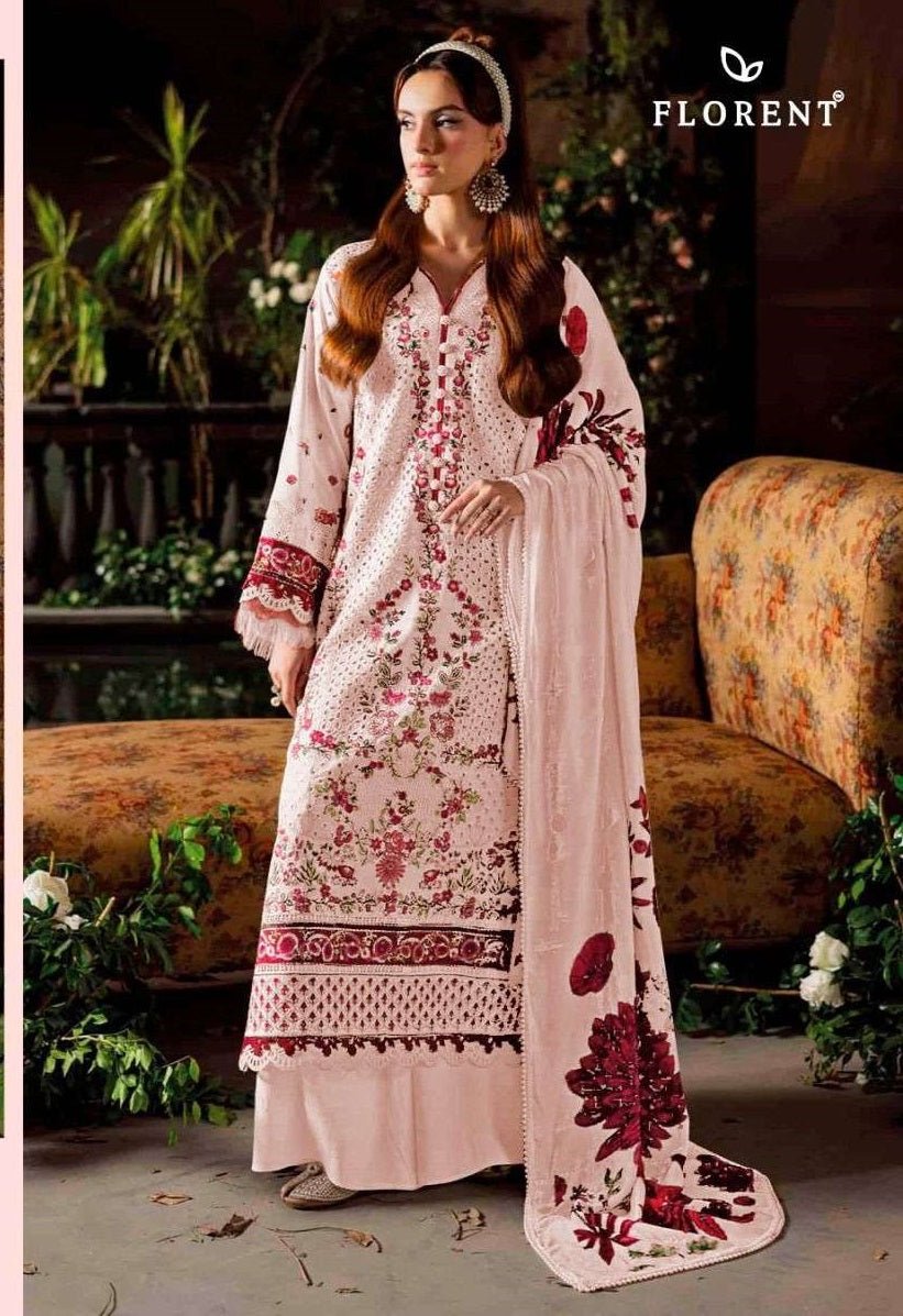 Florent 1084 Cambric Cotton Embroidery Dress Material - Amrah Wholesale