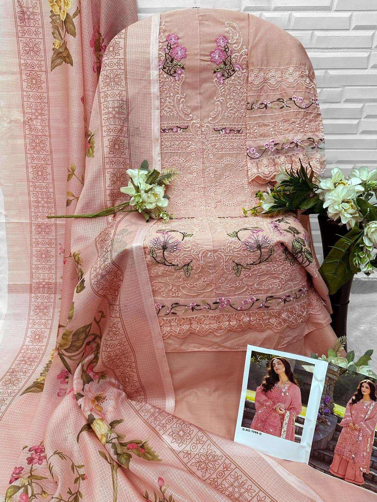 FLORENT 1096 Cambric Cotton Embroidery Pakistani Dress Set - Amrah Wholesale