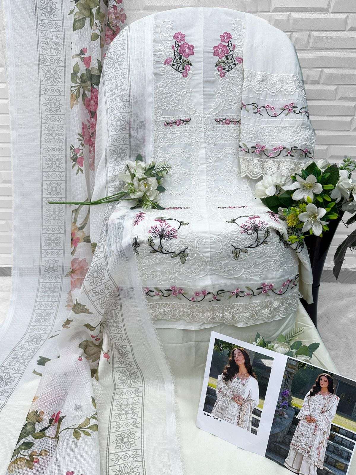 FLORENT 1096 Cambric Cotton Embroidery Pakistani Dress Set - Amrah Wholesale