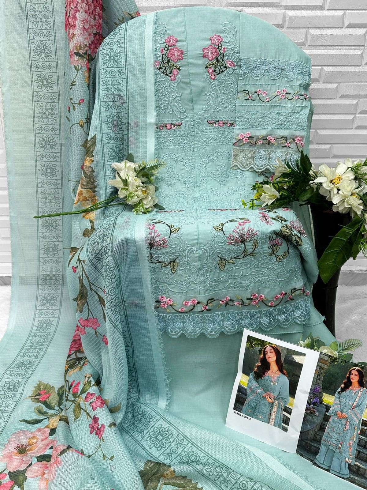 FLORENT 1096 Cambric Cotton Embroidery Pakistani Dress Set - Amrah Wholesale
