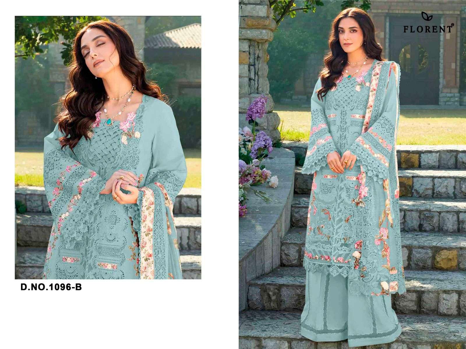 FLORENT 1096 Cambric Cotton Embroidery Pakistani Dress Set