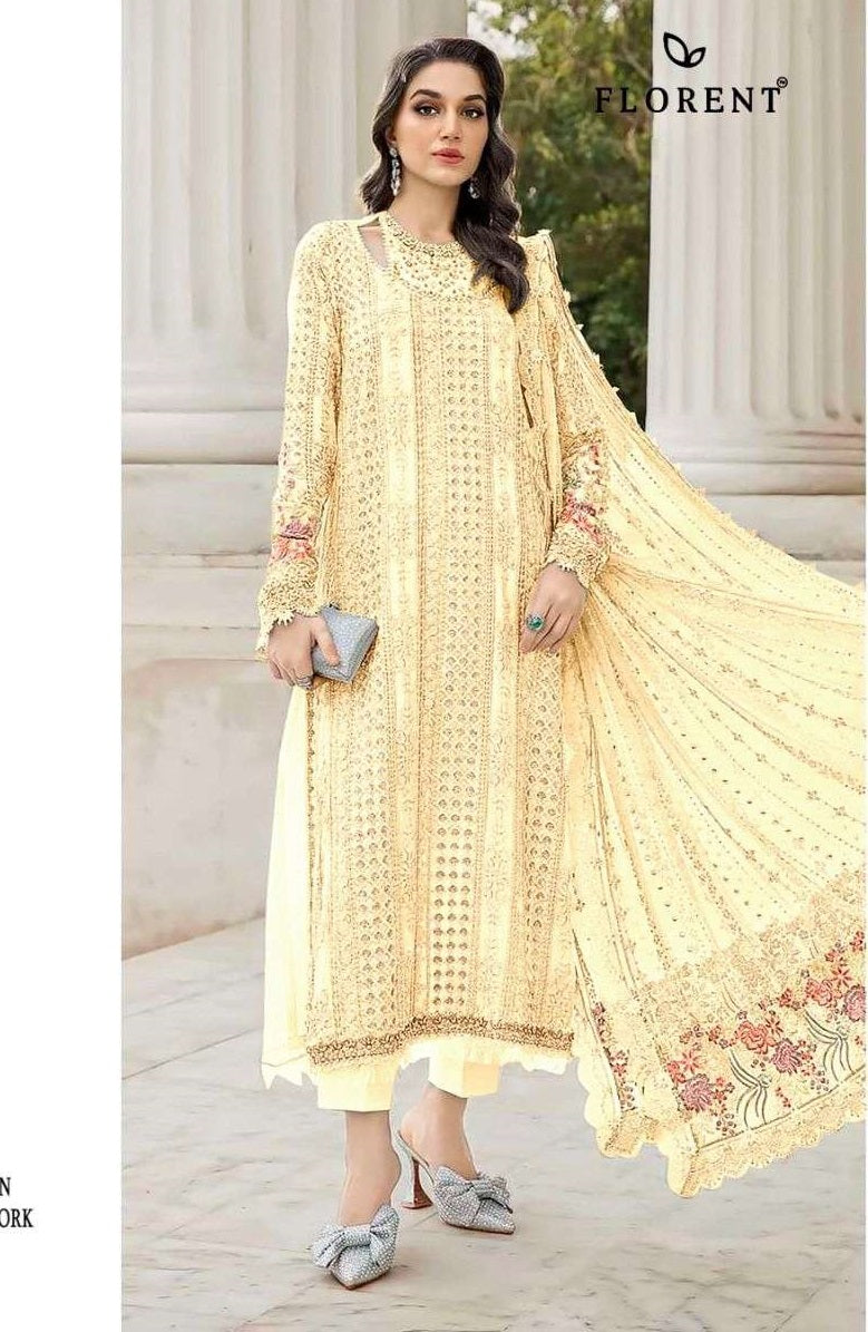 Florent D 1069 Abcd Dinting Chiffon Heavy Embroidered Pakistani Suit