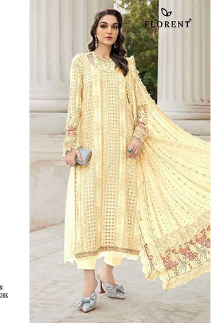 Florent D 1069 Abcd Dinting Chiffon Heavy Embroidered Pakistani Suit