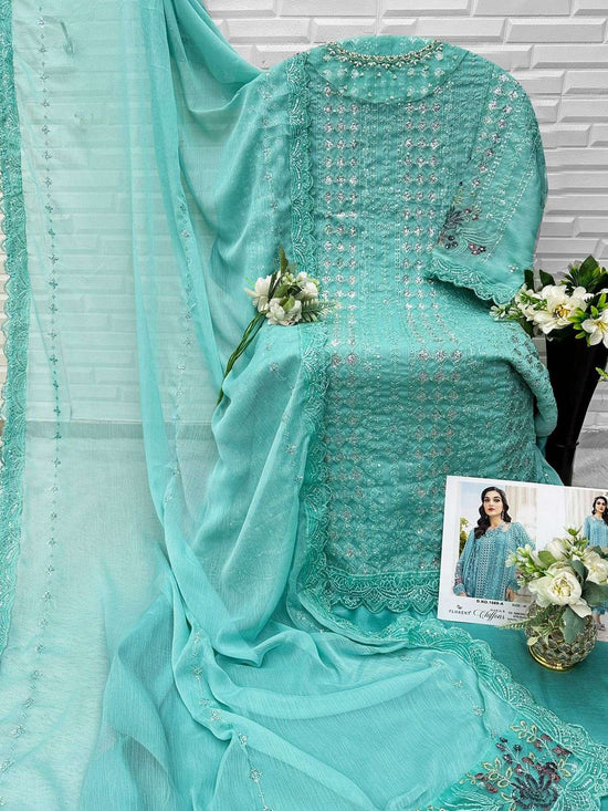 Florent D 1069 Abcd Dinting Chiffon Heavy Embroidered Pakistani Suit