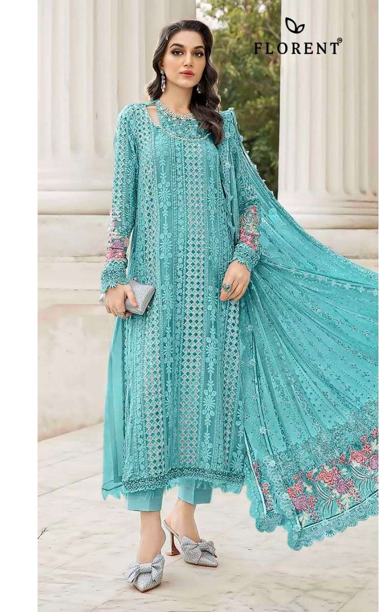 Florent D 1069 Abcd Dinting Chiffon Heavy Embroidered Pakistani Suit