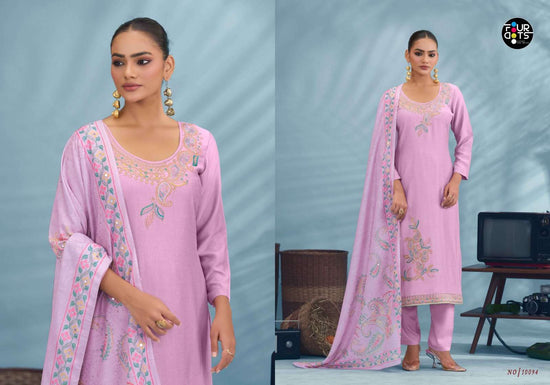 FOUR DOTS Riona Pure Muslin Dress Material - Amrah Wholesale