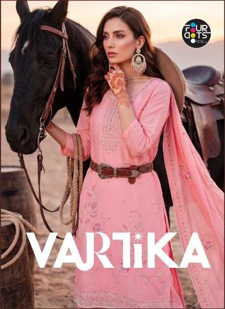Four Dots Vartika Mal Chanderi Cotton Dress Material - Amrah Wholesale
