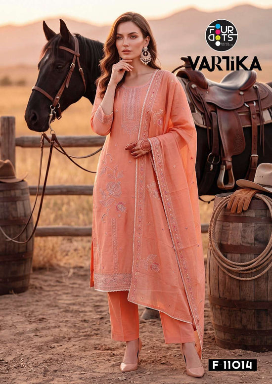 Four Dots Vartika Mal Chanderi Cotton Dress Material - Amrah Wholesale