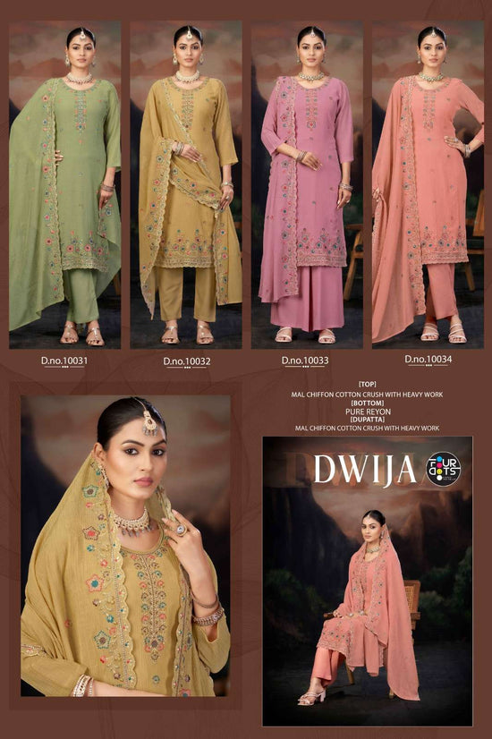 Fourdots Dwija Chiffon Dress Material - Amrah Wholesale