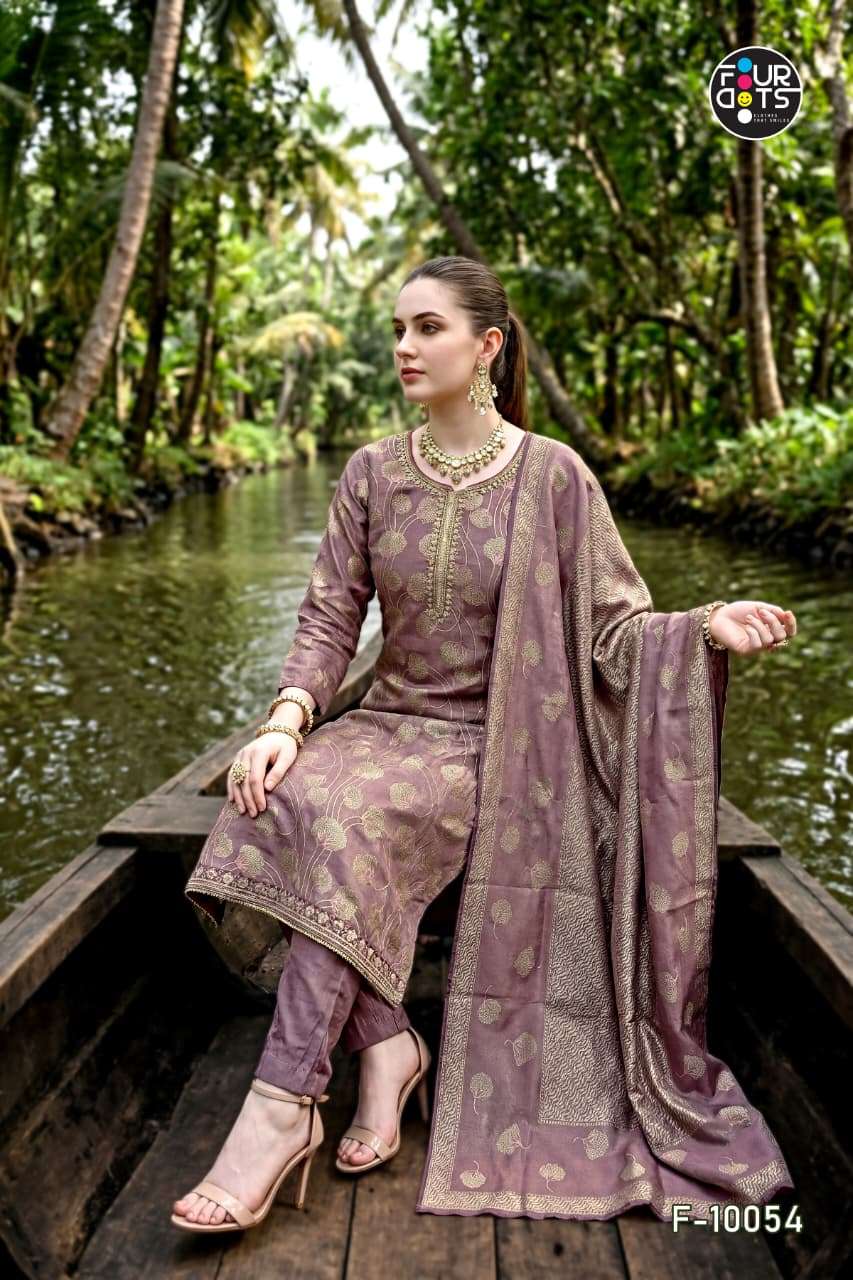 Fourdots Keeva Jacquard Silk Designer Dress Material