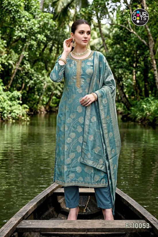 Fourdots Keeva Jacquard Silk Designer Dress Material