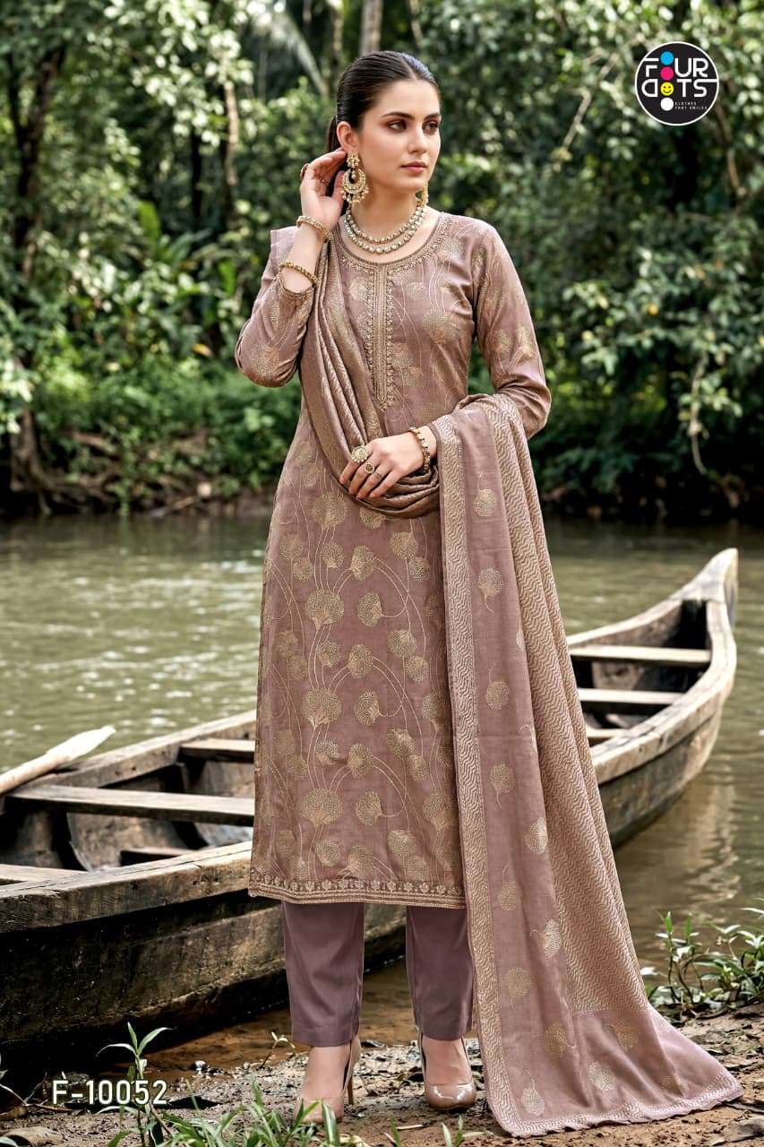 Fourdots Keeva Jacquard Silk Designer Dress Material