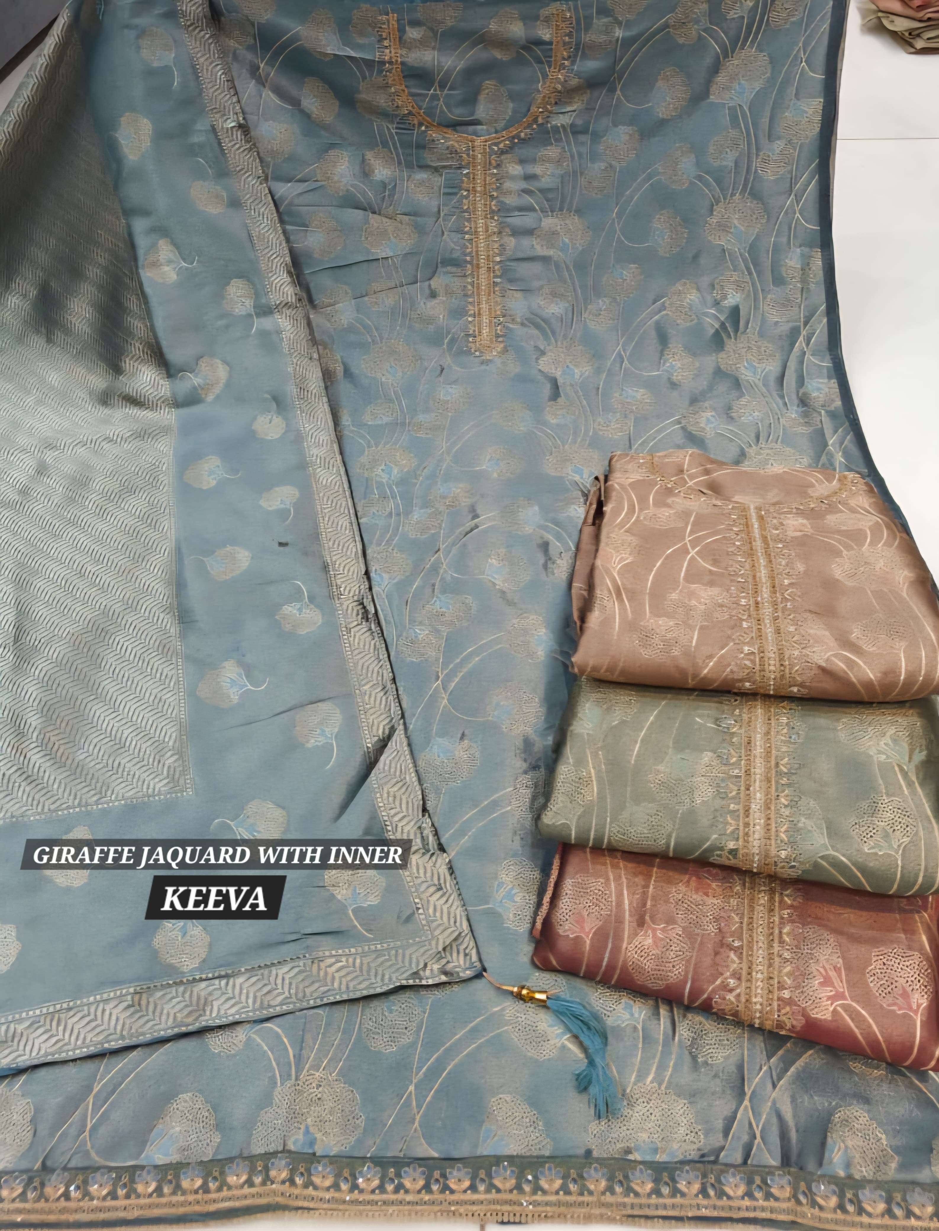 Fourdots Keeva Jacquard Silk Designer Dress Material